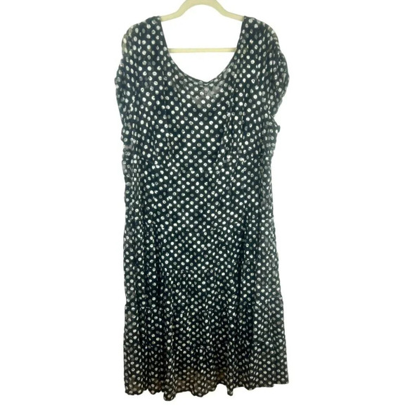 S. L. Fashions Dress Women Plus 24W Black White Polk Dot Midi Length Tier Skirt - Picture 1 of 6